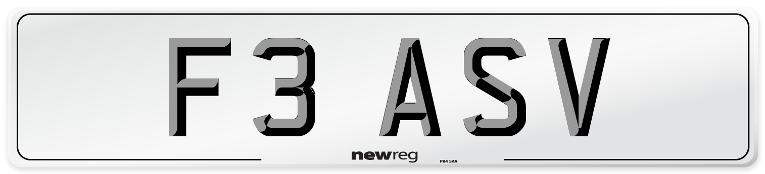 F3 ASV Number Plate from New Reg